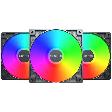 Montech GF120 PWM ARGB 3ks černá / 120 mm / Hydraulic Bearing / 25.5 dB @ 1600 RPM / 112 CFM / ARGB / 4-pin