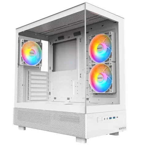 Montech XR bílá / ATX / 2x USBA / 1x USB-C / 3x 120mm / bez zdroje / průhledná bočnice