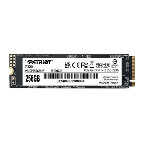 PATRIOT P320 256GB / SSD / M.2 2280 / PCIe Gen3 x4 / Heatsink / R: 2200MBps / W: 1200MBPs / 5y