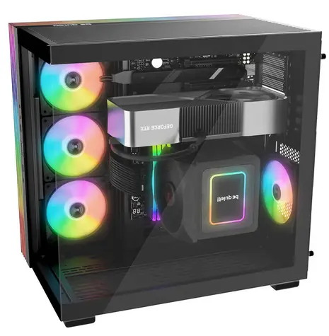 be quiet! Light Base 600 LX ARGB černá / ATX / 2x USB-A / 1x USB-C / 4x 120mm / bez zdroje / průhledná bočnice