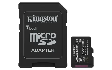Kingston Canvas Select Plus Gen3 microSDXC 1TB s adaptérem / UHS-I V30 / U3 / Class 10 / čtení: až 150MBs / zápis: až 15