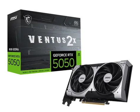 MSI GeForce RTX 5050 VENTUS 2X 8GB OC / 2617MHz / 8GB GDDR6 / 128-bit / 1x HDMI + 3x DP / 550W (8)