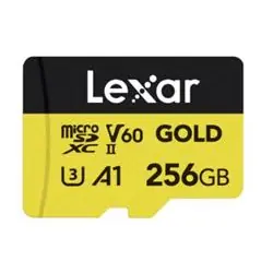 Lexar Gold microSDXC 256 GB / V60 / U3 / A1 / Rychlost čtení až: 280 MBs / Rychlost zápisu až: 180 MBs