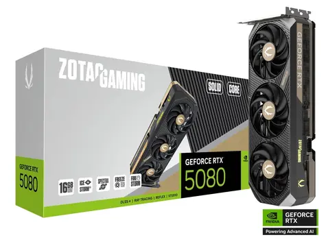 ZOTAC RTX 5080 SOLID CORE / 16GB GDDR7 / 256-bit / 1x HDMI + 3x DP / 850W (16)