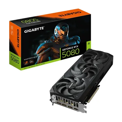 GIGABYTE RTX 5080 WINDFORCE SFF / 2617MHz / 16GB GDDR7 / 256-bit / 1x HDMI + 3x DP / 750W (16)