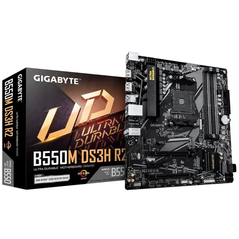 Gigabyte B550M DS3H R2 / AMD B550 / AM4 / 4x DDR4 / PCIEx16 / 1x GLAN / mATX