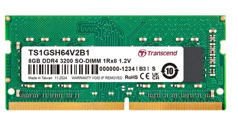 Transcend 8GB (1x8GB) 3200MHz / DDR4 / SO-DIMM / CL22 / 1.2V / 1Rx8 
