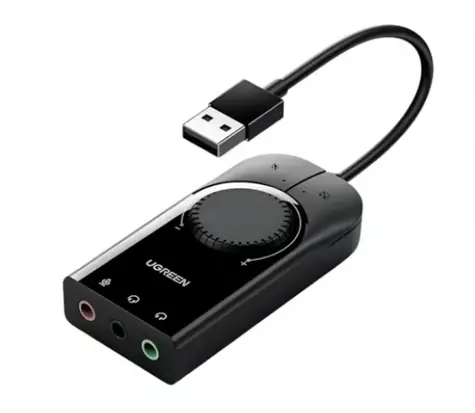 Ugreen CM129 Externí USB zvuková karta černá / 3x 3.5 Jack 