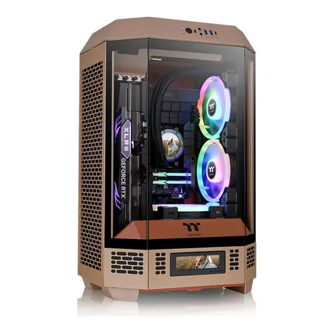 Thermaltake The Tower 300 hnědá / micro ATX / 1x USB-C / 2x USB-A / bez zdroje / průhledná bočnice 