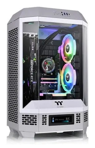 Thermaltake The Tower 300 bílá / micro ATX / 1x USB-C / 2x USB-A / bez zdroje / průhledná bočnice 