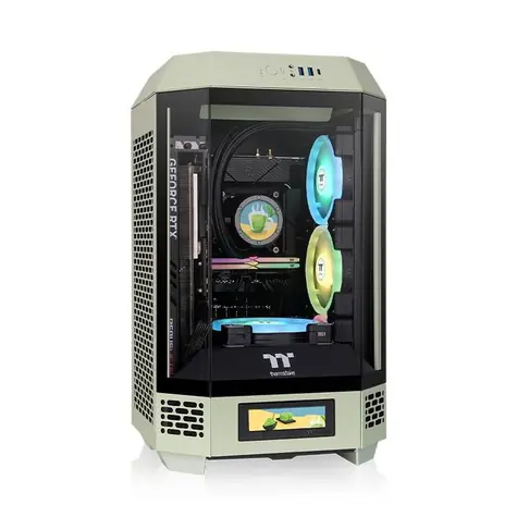 Thermaltake The Tower 250 světle zelená / mini ITX / 1x USB-C / 2x USB-A / bez zdroje / průhledná bočnice  