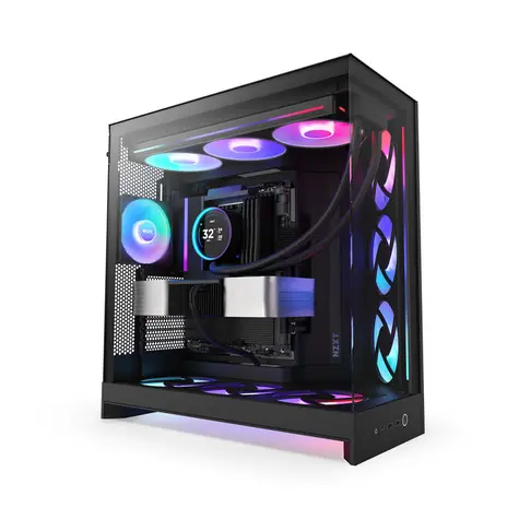 NZXT H9 Flow RGB (2025) černá / E-ATX / 2x USB-A 3.2 / 1x USB-C 3.2 / 3x 140mm ARGB / 1x 120mm / bez zdroje 