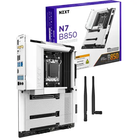 NZXT N7 B850 bílá / B850 / 4x DDR5 / 1x 2.5GLAN / Wi-Fi 6E / ATX 