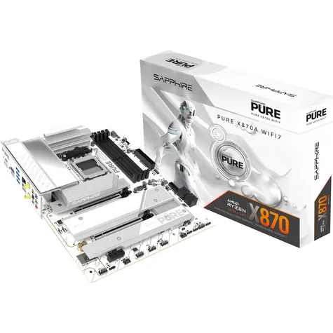 Sapphire PURE X870A WIFI 7 White / X870 / 4x DDR5 / PCIex16 / 1x 5GLAN / Wi-Fi 7 / ATX