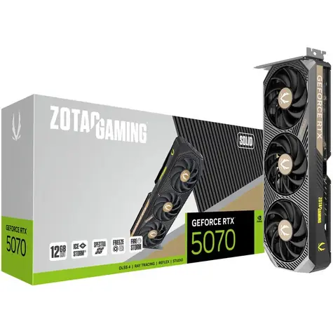 ZOTAC GAMING GeForce RTX 5070 Solid 12GB / 2325 - 2512Mhz / 12288 MB GDDR7 / 192bit / 1x HDMI + 3x DP / 650W (16)