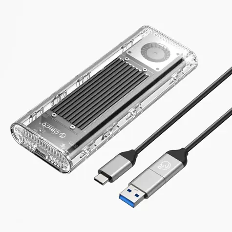 Orico TCM2-G20 externí box pro M.2 NVMe SSD stříbrná / 20 GB/s / USB-C / kabel USB-C/USB-A - USB-C 0.3m