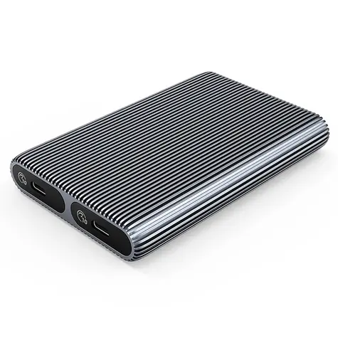 Orico AM2C3-2N Duální externí box pro M.2 NVMe SSD šedá / 10 GB/s / 2x USB-C / kabel USB-C/USB-A - USB-C 0.3m