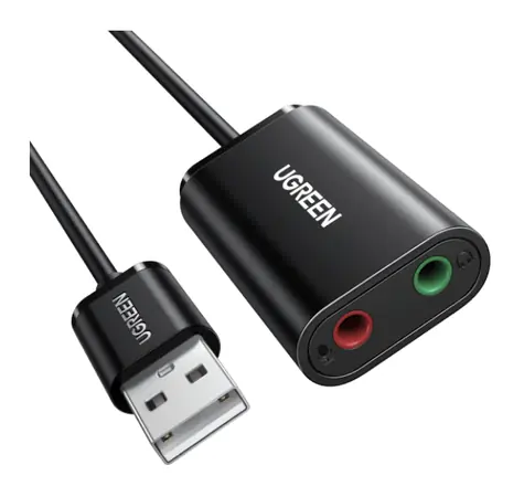 Rozbaleno - Ugreen externí USB zvuková karta / 3.5 mm mini jack / 15cm  / rozbaleno