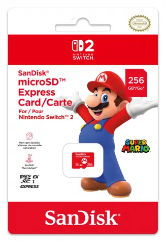 SanDisk Nintendo Switch 2 microSDXC Express 256GB / čtení: 880 MBs / zápis: 480 MBs / pro Nintendo Switch