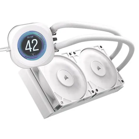 Corsair NAUTILUS 240 RS LCD bílá / 2x 120mm / LCD / 36dB / 420-2100 RPM / 72.8CFM / Intel + AMD