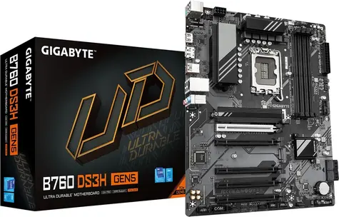 GIGABYTE B760 DS3H GEN5 / B760 / LGA1700 / 4x DDR5 / 4x SATA III / USB / 1x PCIE x16 / 1x GLAN / 2x M.2 / ATX