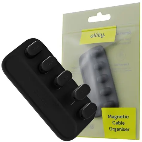 Rozbaleno - Allity ASA-410 černý / Organizér kabelů / Silikon / Magnetické uchycení / Samolepicí 3M / rozbaleno