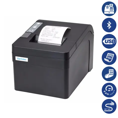 Xprinter T58-K / Pokladní termotiskárna / USB / BT / 60mm / Černá