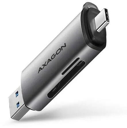 AXAGON CRE-SAC, USB-C + USB-A 3.2 Gen 1 - čtečka karet, 2-slot SD/microSD, podpora UHS-I