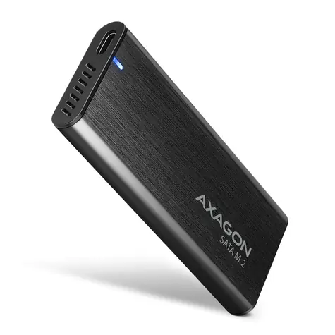 AXAGON EEM2-SBC USB-C externí box pro M.2 SATA SSD disky černá / USB-C 3.2 Gen 2 / bezšroubkový / kovový plášť