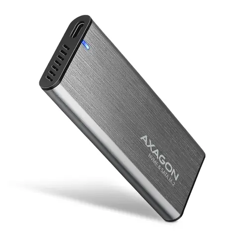 AXAGON EEM2-SG2, USB-C 10Gbps - M.2 NVMe & SATA SSD kovový RAW box, bezšroubkový