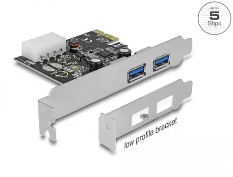 Delock PCI Express Karta - 2 x externí SuperSpeed USB / 5 Gbps / USB 3.2 Gen 1 Typ-A (F)