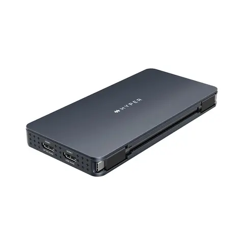 Hyper Universal Silicon Motion USB-C 10v1 černá / Dokovací stanice / 2x USB-A / USB-C / SD / Ethernet / 2x HDMI 4K 