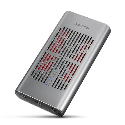 AXAGON EEM2-20GD, USB-C 20Gbps - 2x M.2 NVMe SSD CLONE MASTER kovový box 