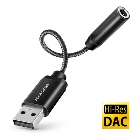 AXAGON ADA-HA, USB-A na 3.5mm jack - Hi-Res DAC audio adaptér, 384 kHz/32 bit DAC, stereo