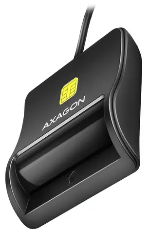 AXAGON CRE-SM3N, USB-A FlatReader čtečka kontaktních karet Smart card (eObčanka), kabel 1.3m