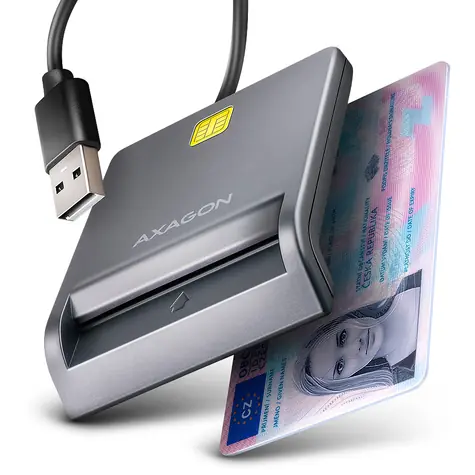 AXAGON CRE-SM3T, USB-A FlatReader čtečka kontaktních karet Smart card (eObčanka), kabel 1.3m