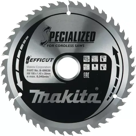 Makita B-68638 Efficut / kotouč pilový dřevo / 190x1.45x30mm / 45 zubů