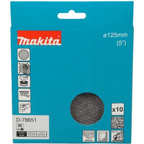 Makita D-78651 / brusný papír / 125 mm / A80 / 10 ks