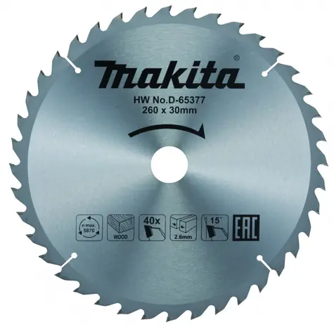 Makita B-32770 MAKBLADE / kotouč pilový dřevo / 260x2.3x30mm / 40 zubů