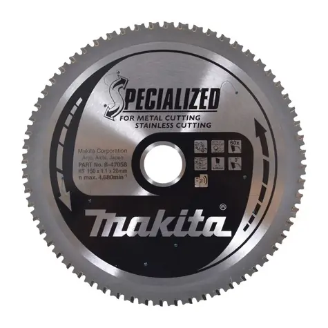 Makita B-47173 SPECIALIZED / kotouč pilový nerez / 150x1.1x20mm / 60 zubů