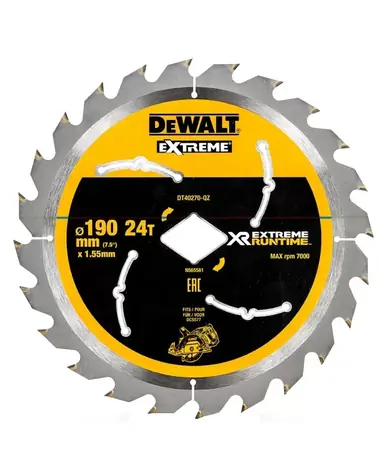 DeWalt DT40270 / Pilový kotouč pro pily / Průměr 190 mm / Šířka řezu 1.55 mm / Počet zubů 24
