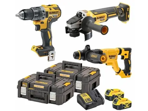 DeWalt DCK327P2T / Aku sada DeWalt DCD791 + DCG405 + DCH263 / 2x Aku 5.0 Ah / 2x Kufr / nabíječka