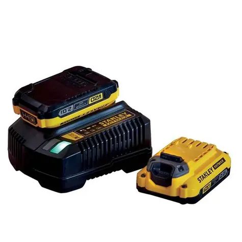 Stanley FATMAX V20 nabíječka + 2x 2.0 Ah akumulátor / 18V / 2x 2.0 Ah