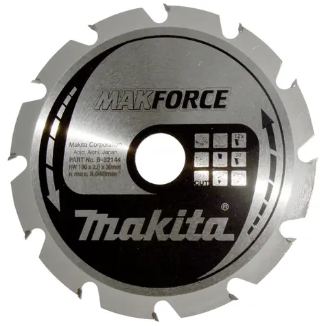Makita B-32144 MAKFORCE / kotouč pilový dřevo / 190x1.4x30mm / 12 zubů