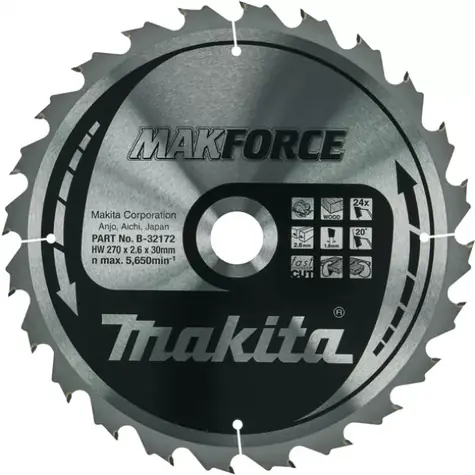 Makita B-32172 MAKFORCE / kotouč pilový dřevo / 270x2.6x30mm / 24 zubů