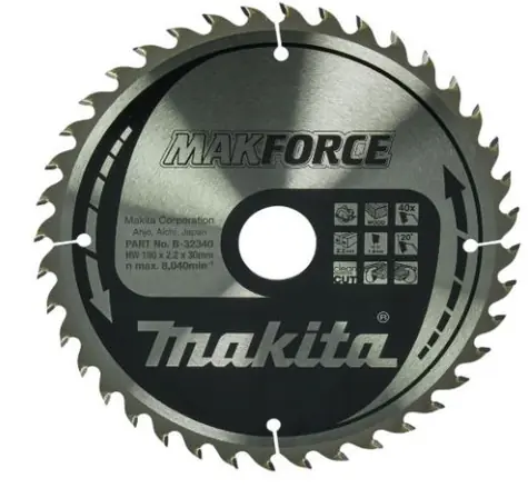 Makita B-32340 MAKFORCE / pilový kotouč na dřevo / 190x2.2x30mm / 40 zubů