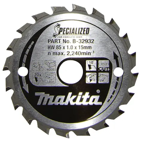 Makita B-32932 SPECIALIZED / pilový kotouč na dřevo / 85x1.0x15mm / 20 zubů