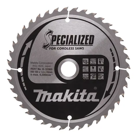 Makita B-32960 SPECIALIZED / pilový kotouč na dřevo / 165x1.6x20mm / 40 zubů