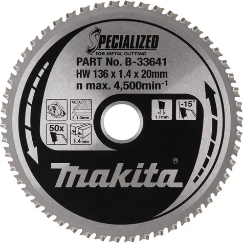 Makita B-33641 SPECIALIZED / pilový kotouč na dřevo / 136x20mm / 50 zubů