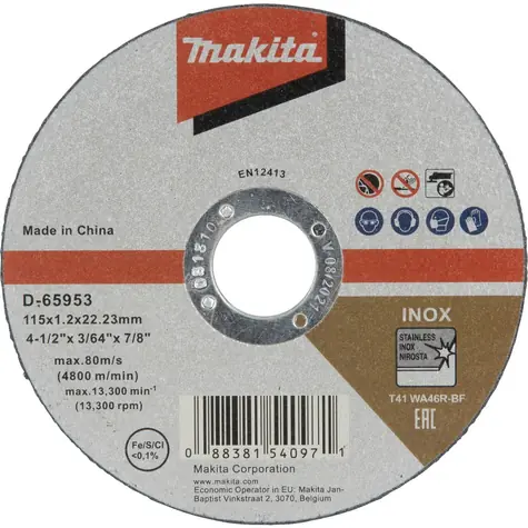 Makita D-65953-12 Řezný kotouč na nerez 115x1.2x22.23mm 12 ks